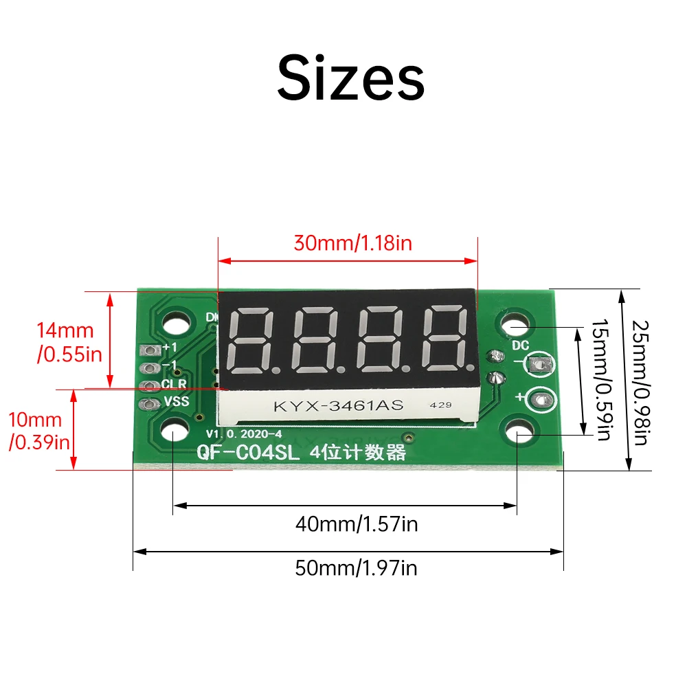 DC4-25V 0.36 بوصة 4 أرقام وحدة عداد الأنبوب الرقمي مستوى منخفض التبديل كمية عد وحدة انقطاع التيار الكهربائي وظيفة الذاكرة