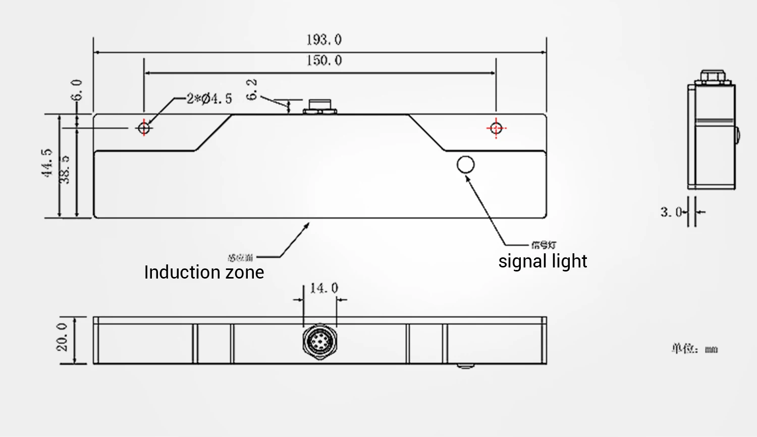 دقة عالية للكشف AGV مستشعر الملاحة المغناطيسي مخصص للملاحة على الخريطة