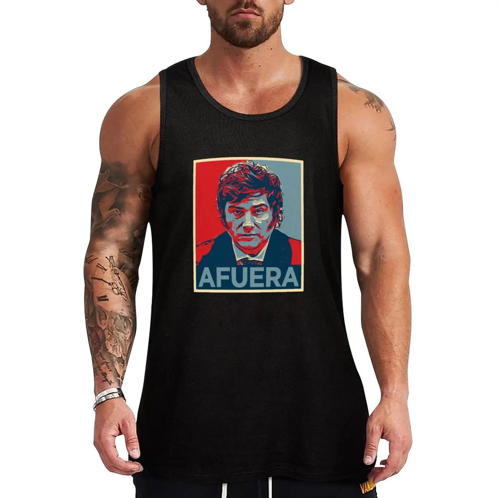 

Javier Milei AFUERA Presidente Argentina Viva La Libertad Carajo! Tank Top Men's gym t-shirt bodybuilding t-shirt Body man