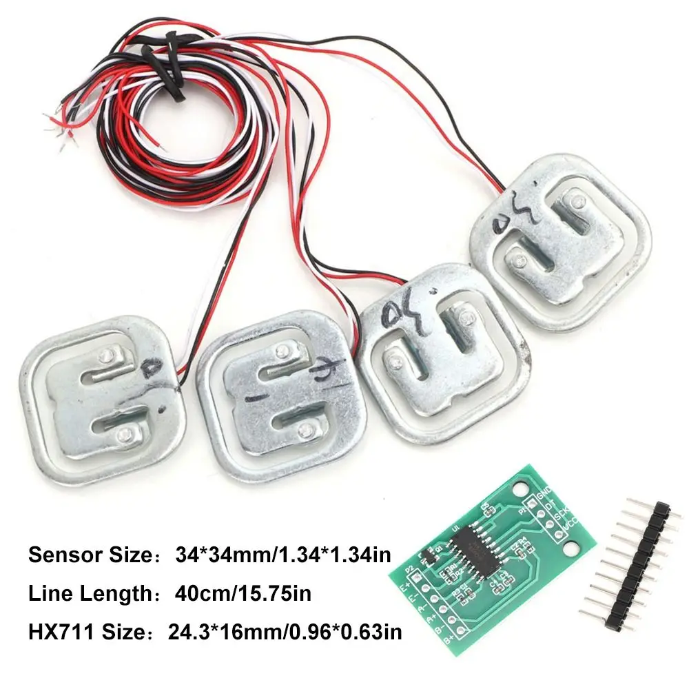 4 Pcs 50kg / 110lbs Load Cell High Accuracy Half Bridge HX711 Module Digital Weighting Strain Gauge Human Body Scale