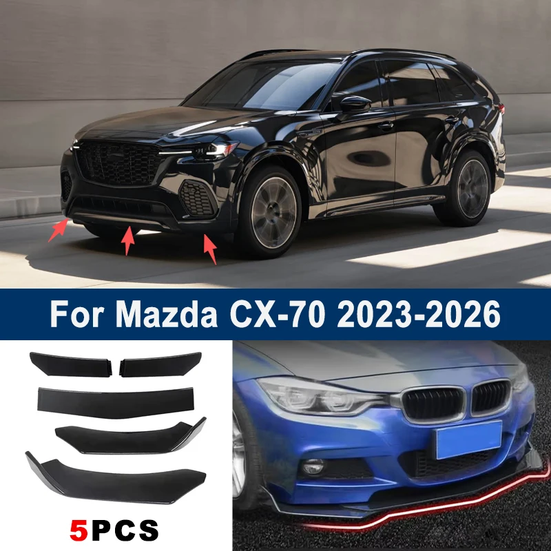 

Adjustable 5Pcs Sectional Front Spoiler Lip For Mazda CX-70 2023-2026 Front Bumper Splitter Car Exterior Sport Body Kit