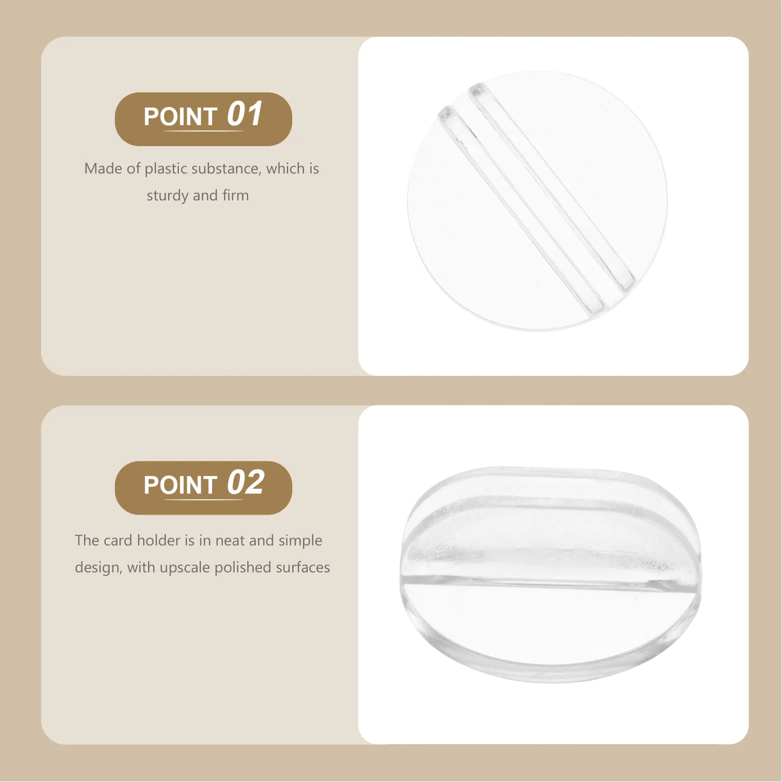 50 Pcs Round Transparent Card Holder Vertical Business Organizer for Desk Pocket Display Shelves