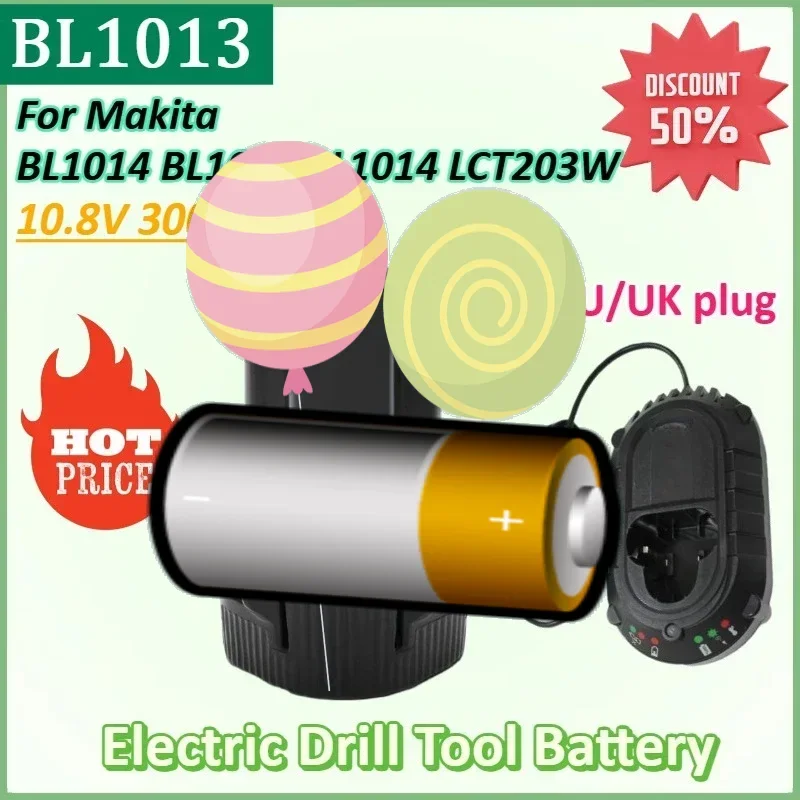 

BL1013 10.8V/12V 3000mAh Rechargeable Li-ion Battery for Makita BL1013 BL1014 BL 1013 BL 1014 LCT203W 194550-6 194551-4