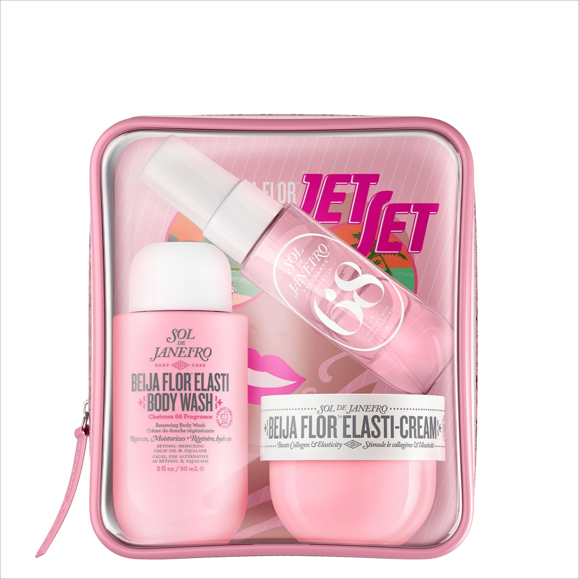 SOL DE JANEIRO Cheirosa '68 Juego de perfume | Kit de ducha de viaje Cacay Oil admite volumen celular para una piel suave y renovada.