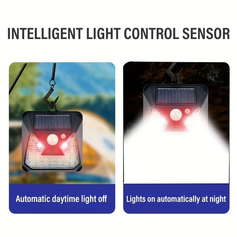 Aplique solar de pared con sensor de movimiento, 120 °   Reflector iluminado gran angular, 3 modos de iluminación Luces de valla