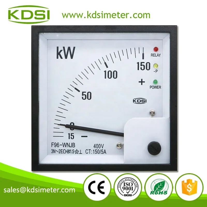 Factory Direct Sales F96-WNJB -15-150kW 400V 150/5A Analog Panel Watt Meter With Reverse