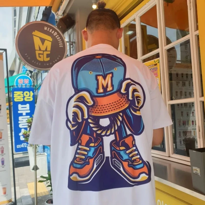 Camiseta masculina de manga curta, camiseta larga e grande, blusa de rua Harajuku, hip-hop, estampa de macaco, camiseta casual diária, 3D, 2024