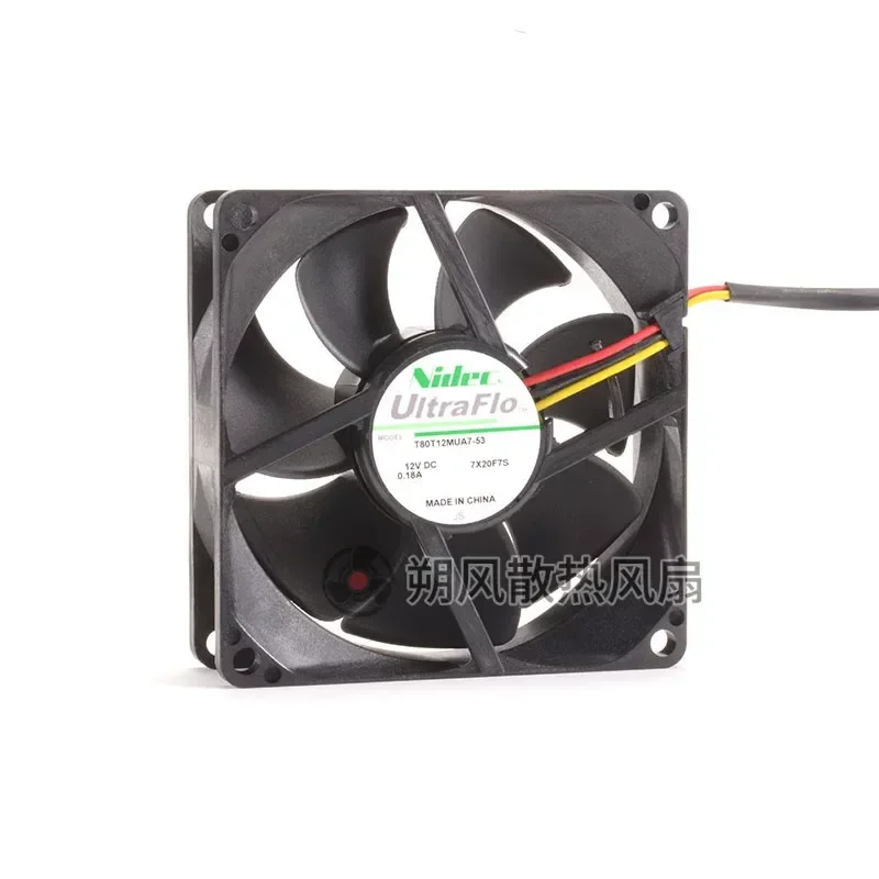 for Nidec T80T12MUA7-53 8025 8CM 12V 0.18A Silent Cooling Fan