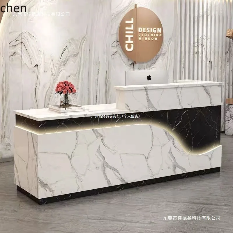 PYH Simple Modern Company Front Desk Reception Desk Clothing Store Corner Bar Counter Illuminated Counter