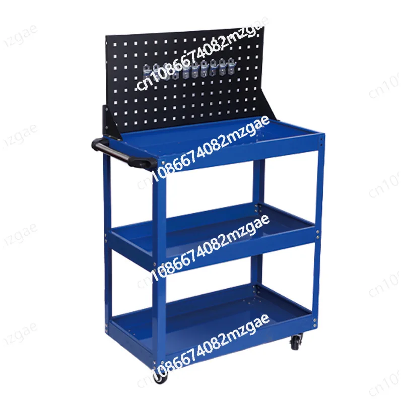 Heavy-Duty Three-Tier Mobile Tool Cart for Automotive Repair, Thickened Storage Wagon for Workshop Tool Organization