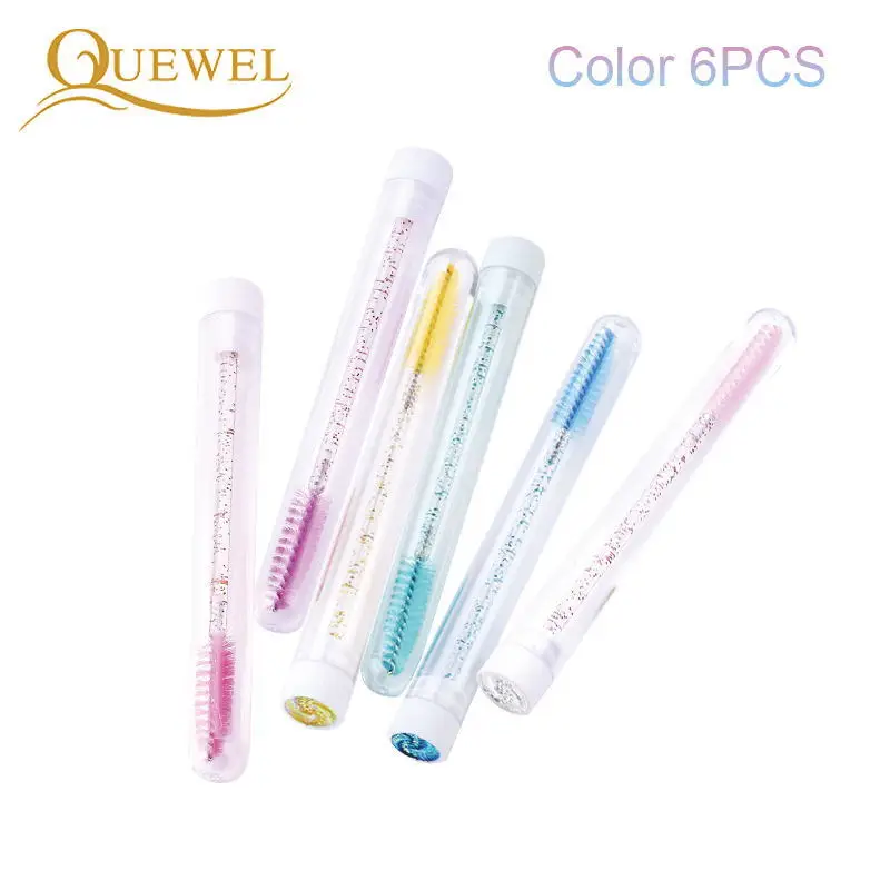 Quewel Crystals Reusable Eyelash Brush 1Pc Separate Tube Design Eyelashes Extension Eyebrow Brushes Applicator Sparkling Tool