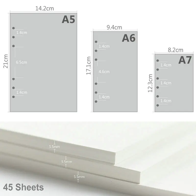 Imagem -02 - Standard Hole Diário Paper Refill a6 Binder Paper Engrossar Ring Binder Notebook a5 Planejador Diário Semanal Universal 100g