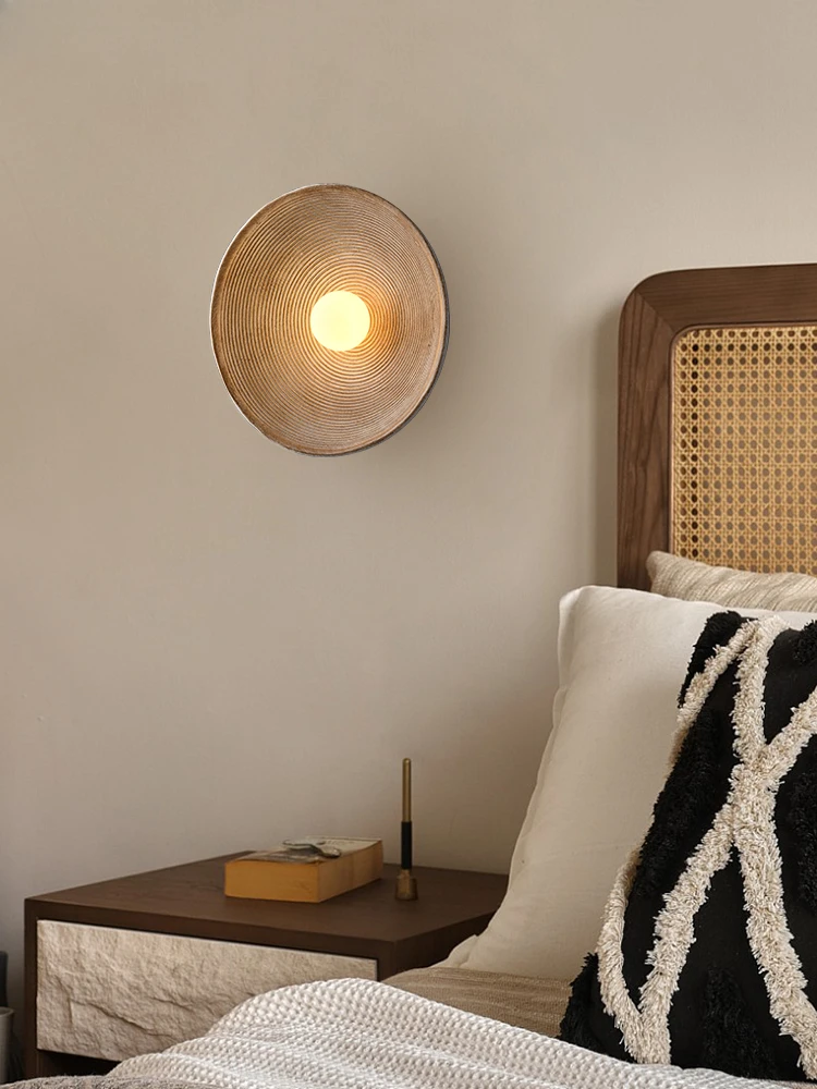 Retro wall lamp, living room, dining room, hallway, quiet wind wall lamp, bedroom, bedside circular decorative lamp