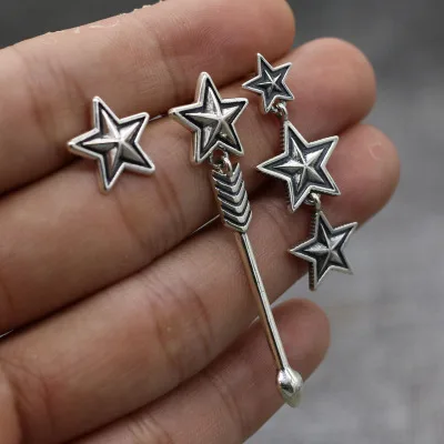 Cody Trendy Persoonlijkheid Sieraden Vijfpunts Ster Oorbellen Vrouwelijke 925 Sterling Zilveren Lange Oorbellen Vintage Punk Hip Hop Stijl