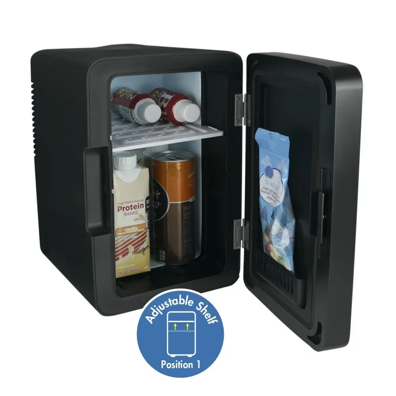 Mini nevera Personal con luz LED, refrigerador de bebidas con puerta con bisagras de vidrio, capacidad de 6 litros, nuevo, negro