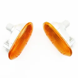 2PCS Side Fender Marker Clear Yellow Lamp Signal Light With Bulbs fit for Mitsubishi Pajero Montero Shogun MK2