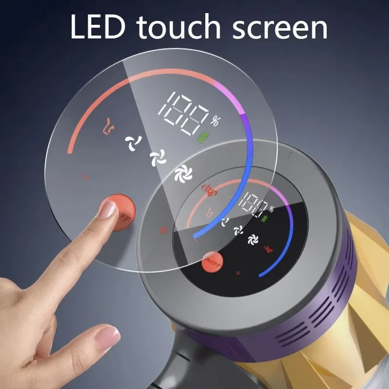 MPQU 50kPa Wireless High Power Handheld Vacuum Cleaner Removable Battery 3 Power Modes Touchscreen 550W Vacuum Cleaner for Home