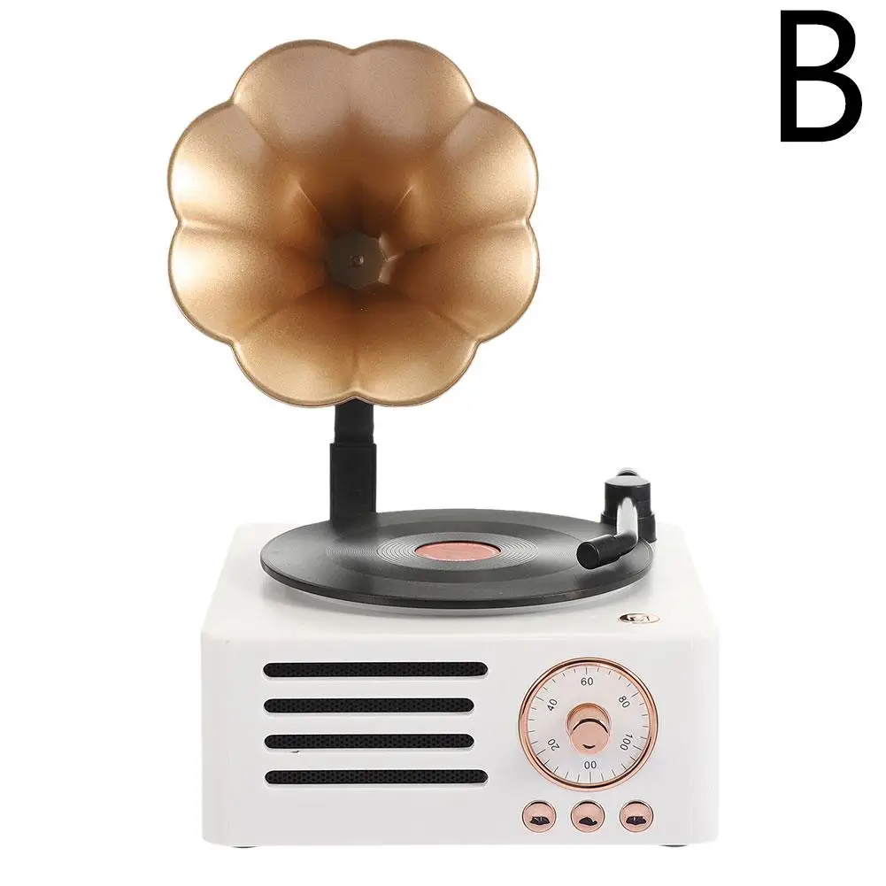 Caisson de basses rétro en forme de gramophone, haut-parleur Bluetooth portable, boîte sans fil, extérieur, système sonore TF, radio FM, musique, Z5E2
