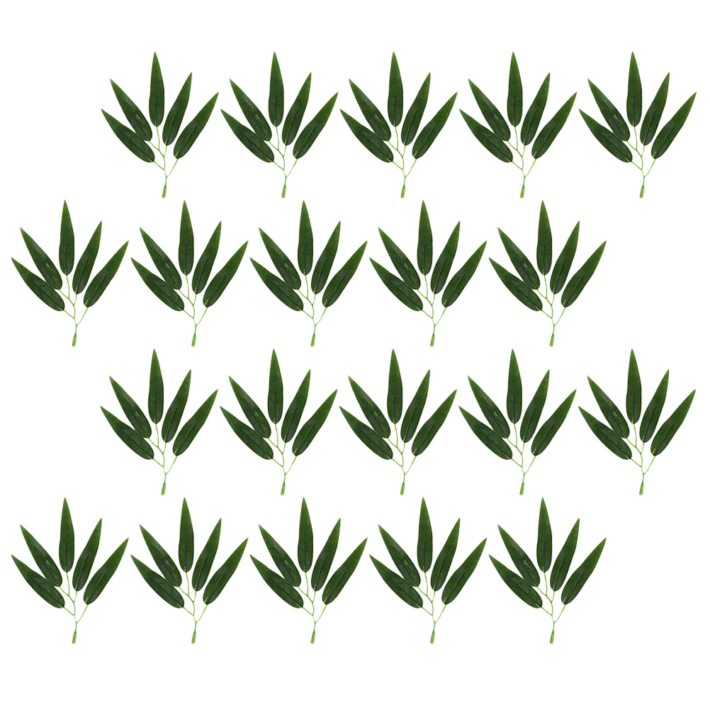 100 Pcs Small Bamboo Leaves Plant DIY Adornment Simulated Plastic Home Decor Garden Decoration Simulation Office Artificial