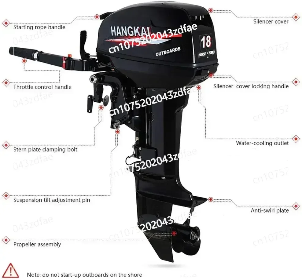 18HP 2 Stroke Outboard Motor, Fishing Boat Engine Water Cooling 246CC Heavy Duty Boat Engine Marine Engine with CDI Ignition