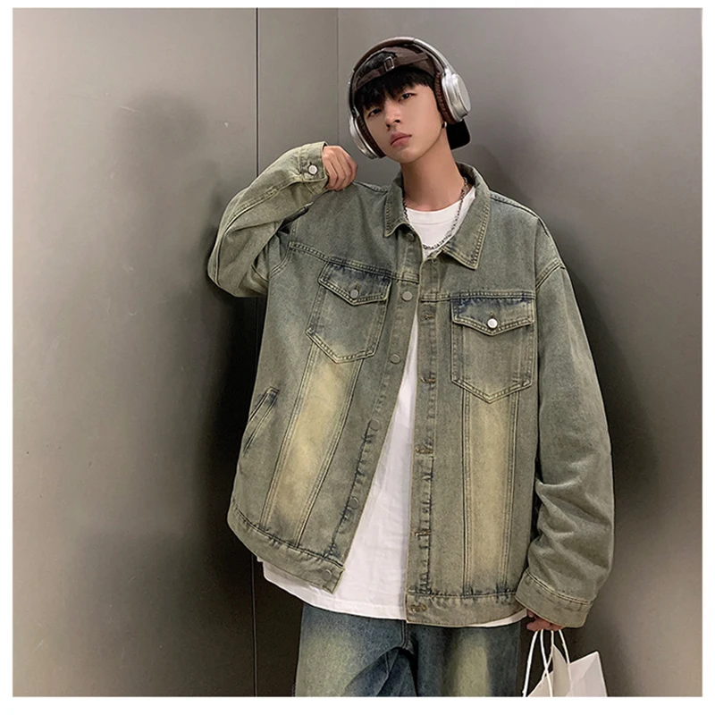 Autumn Men American Fashion Motorcycle Vintage Jeans Jackets Hommes Slim Fit Cotton Hip Hop Casual High Street Coats Streetwear