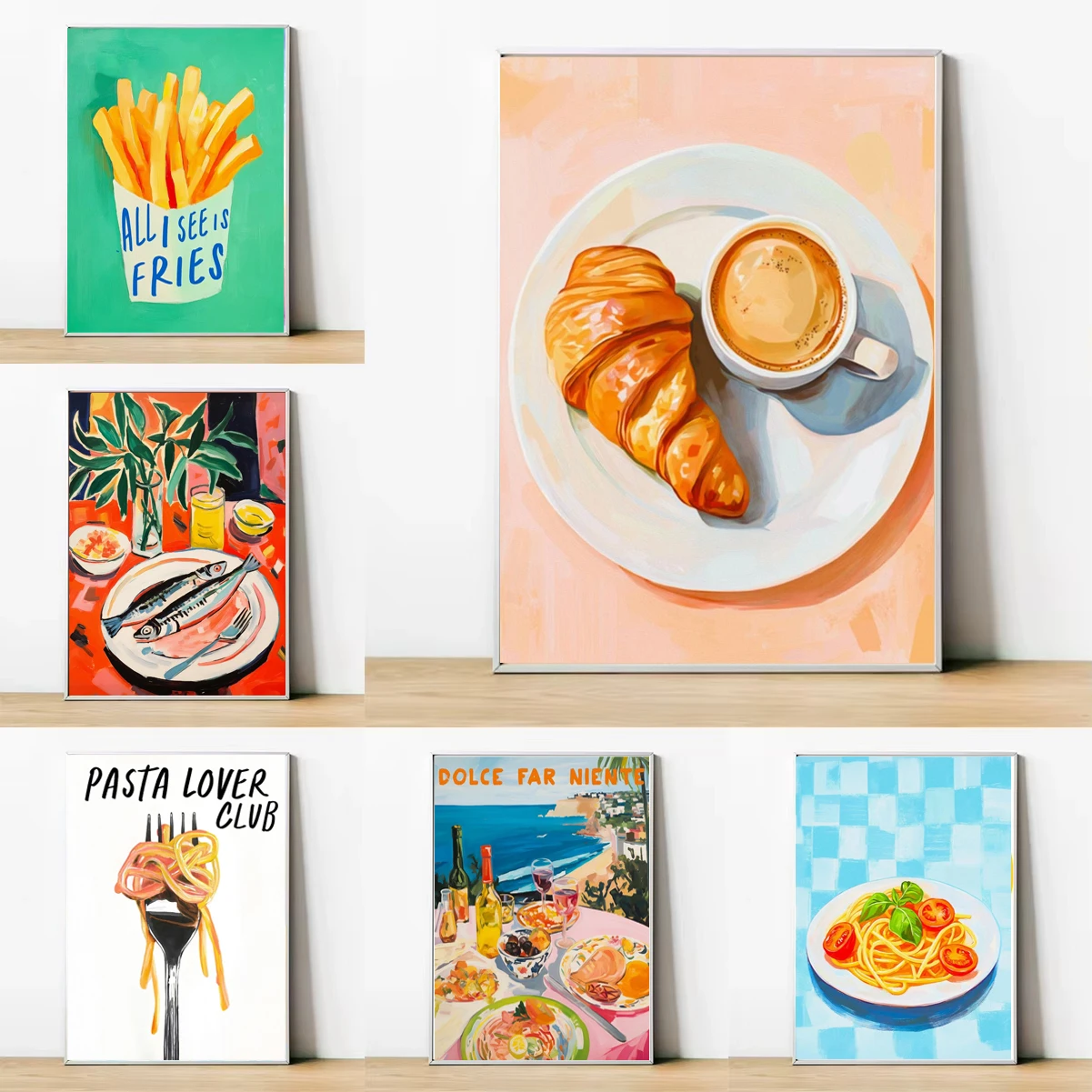 Food Wine Fruits Poster Canvas s Pizza Pasta Avocado Sushi Wall Art Pictures for Home Kitchen Living Room Decor No Frame