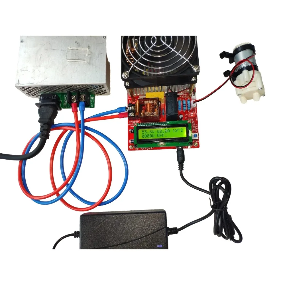 2000W ZVS High Frequency Induction Heater Module Flyback Driver Heater Good Heat Dissipation + Coil +pump +power Adapter