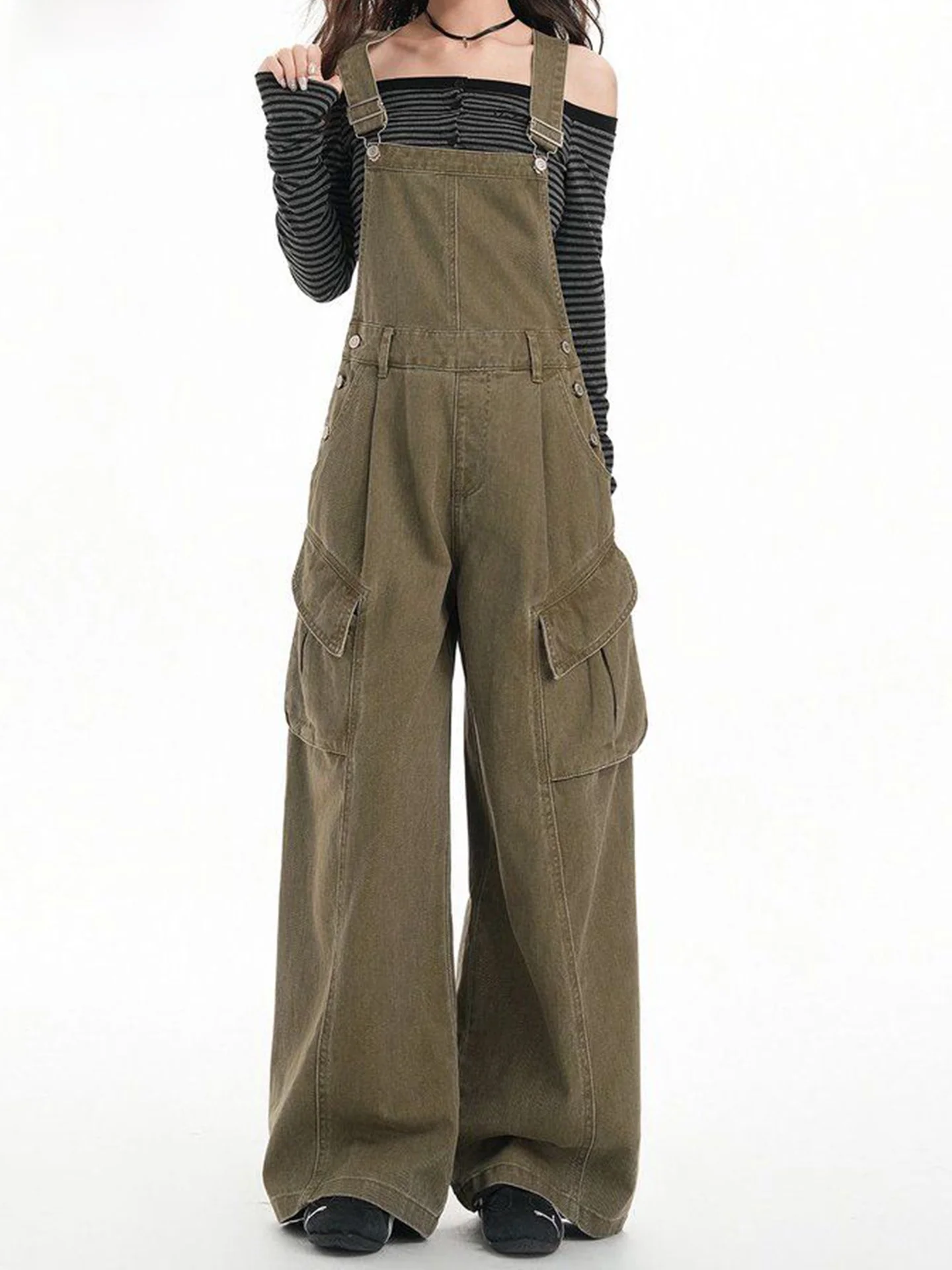 

Американская рабочая одежда в стиле ретро, джинсовые комбинезоны, женские свободные прямые широкие брюки, Новое зимнее поступление, цельный костюм против старения