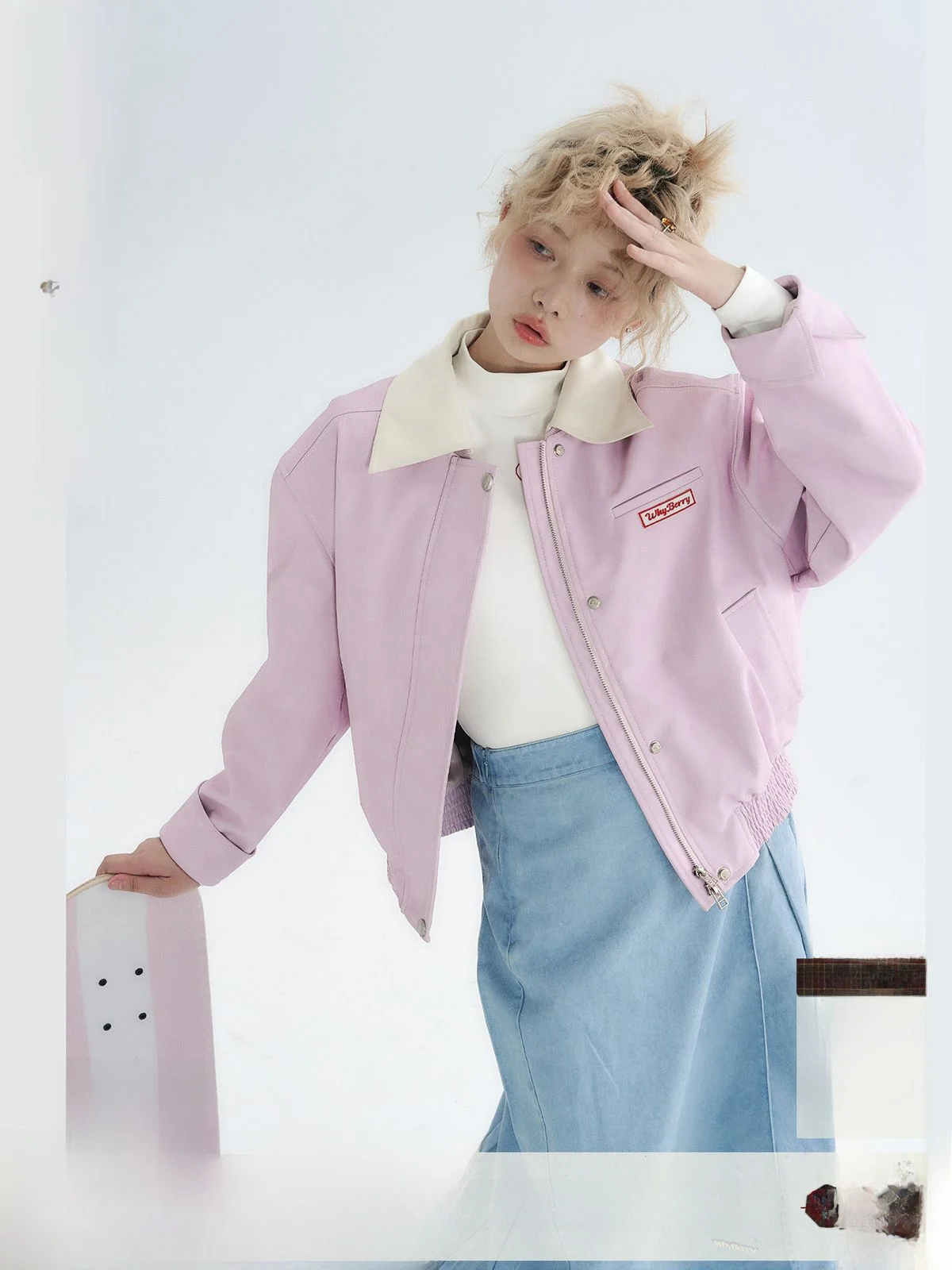 

WhyBerry Розовый кожаный комплект верхней одежды Jaet American Sle ort для модных девочек, осенний длинный свек, обычная длина...