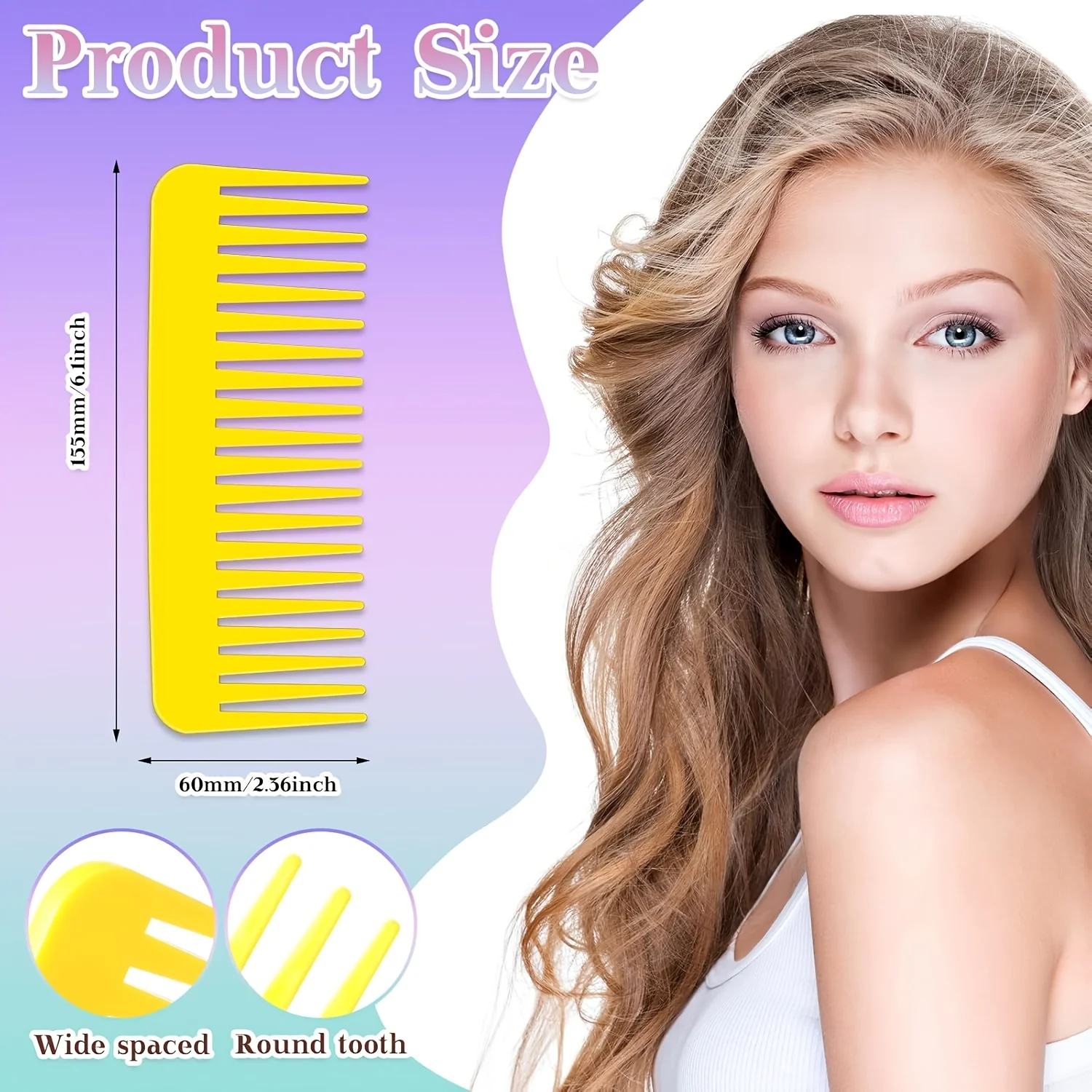 7-Pack Wide Tooth Comb Set, Colorful Detangling Combs for Wet Hair, Curly Hair & Daily Styling, Portable Hair Combs for Women & Girls