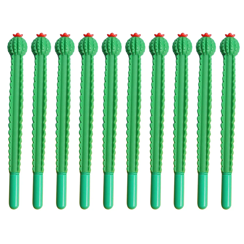 10Pcs Cute Cartoon Cactus Gel Pens Random Color Portable Plastic Writing Pens Large Quantity Smooth Office Stationery