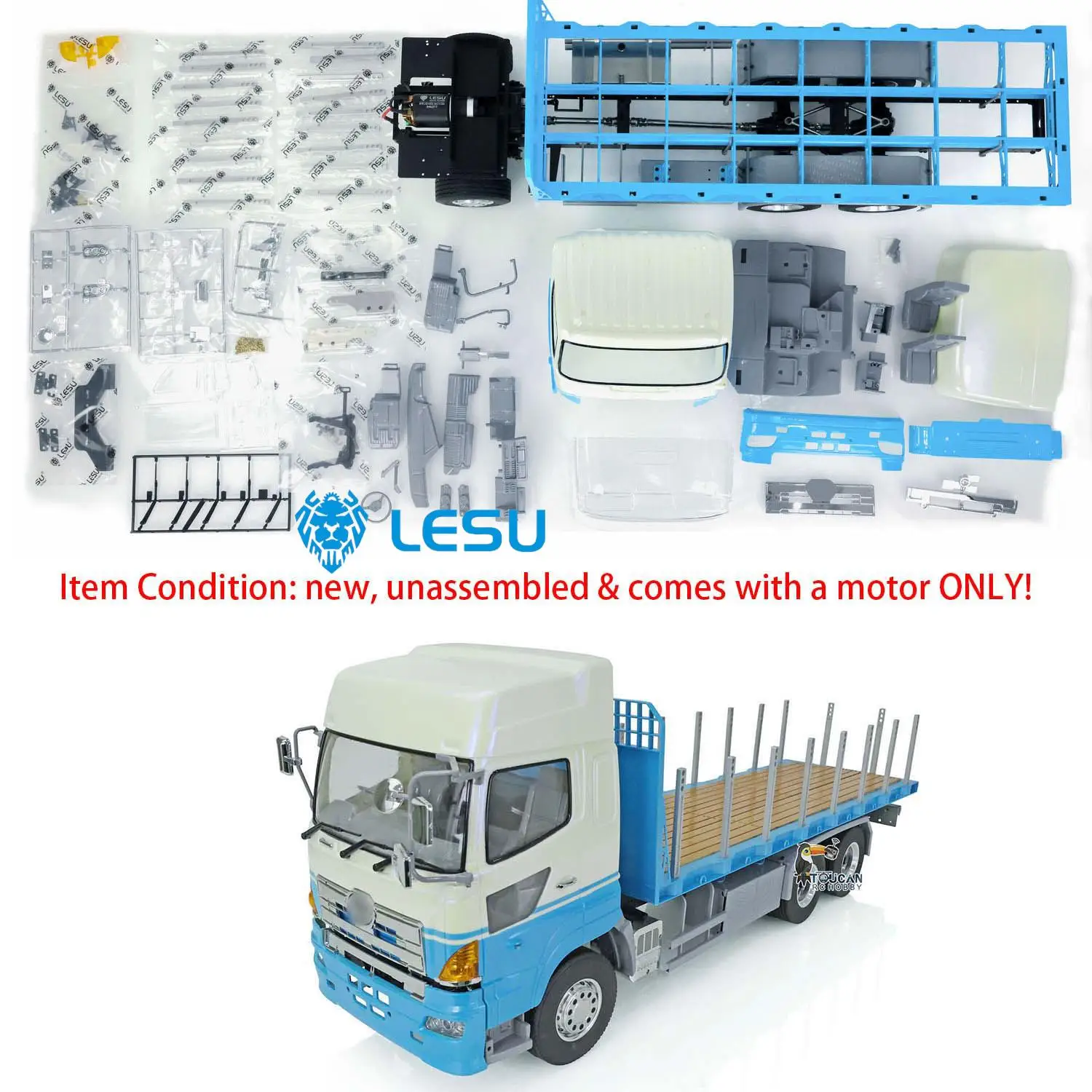 LESU 6*4 RC Flatbed Lorry Trailer Tractor Truck 1/14 Remote Control Car Vehicle Outdoor RC Heavy Machine Boys Toys THZH1350