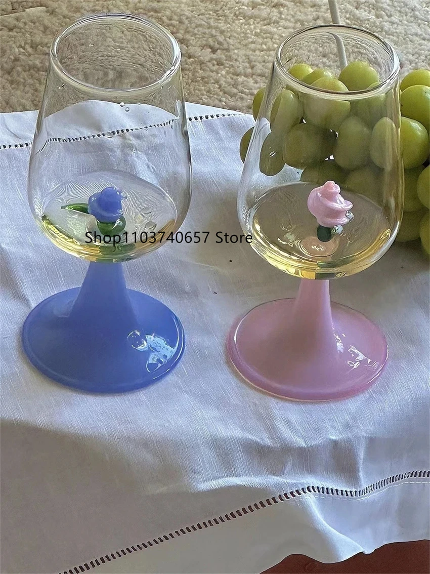 

Colorful, Irregular, Heat-Resistant, Light, Luxury, Household, Modern Champagne Glass Ins Creative French Style Rose Goblet