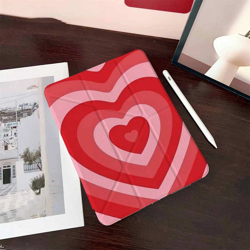 Red Layered Heart For iPad Pro 11 12.9 13 A16 M2 M4 M3 M5 Shell 9.7 10.2 5/6/7/8/9/10/11th Mini Air 3 4 5 6 Cover