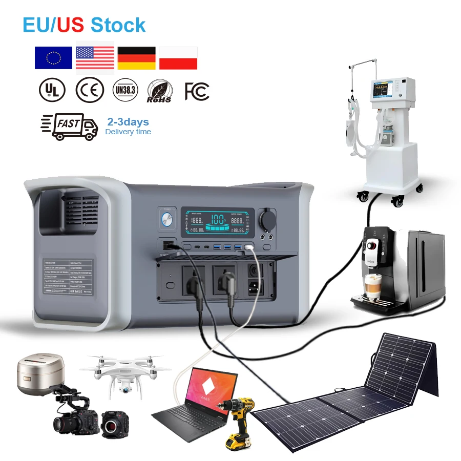 

In Stock 320000mAh 1024Wh Portable Power Stations for Camping 1000W Home Energy Solar Storage System Power Supply