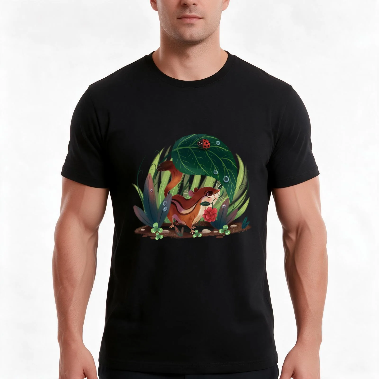 Chipmunk T-Shirt Summer Casual Cotton Tee Oversized Streetwear Tops Vintage Graphic Print Loose Fit Short Sleeve
