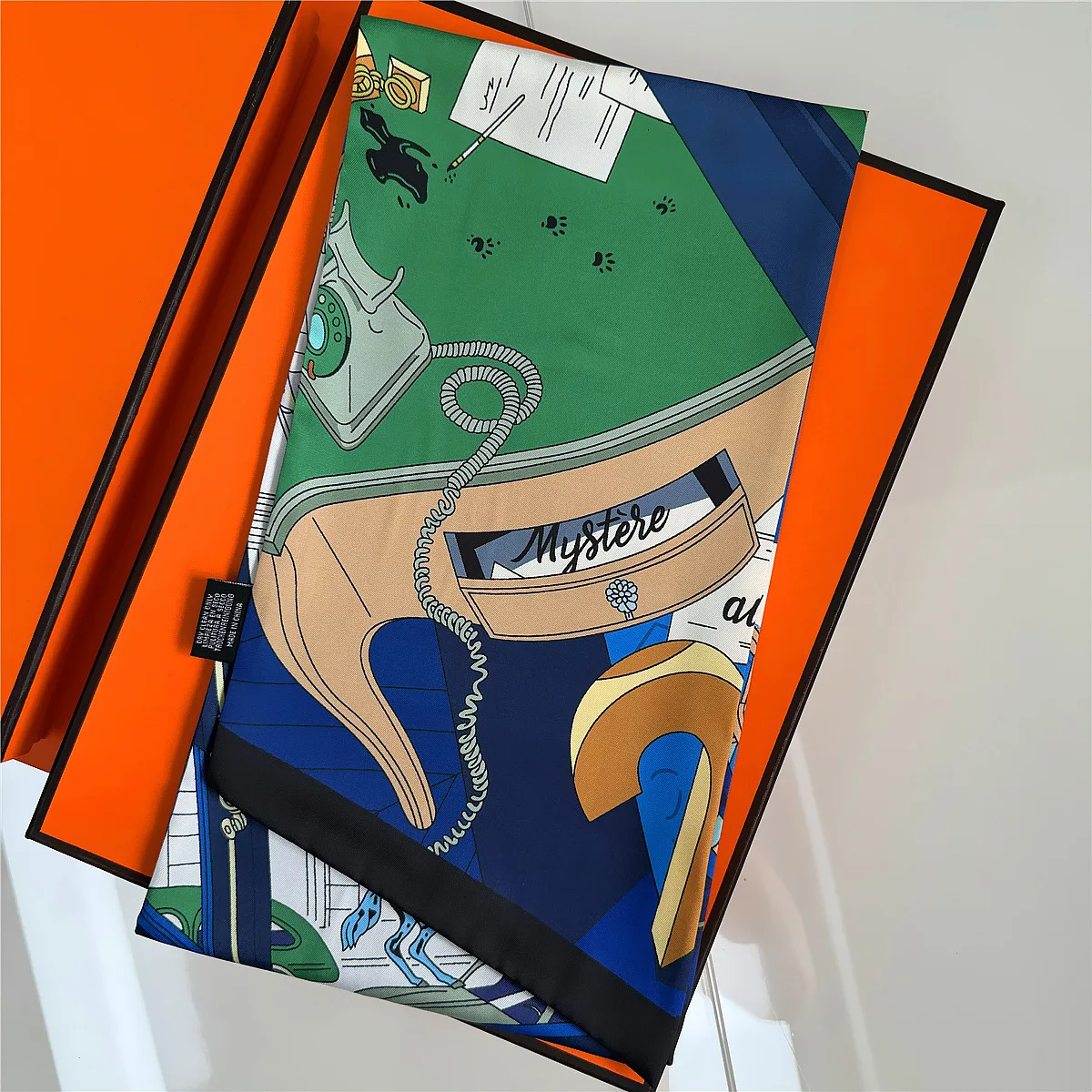 

European and American New Color Matching Women Versatile Double-layer Printing Internet Celebrity Strip Decorative Twill Scarf