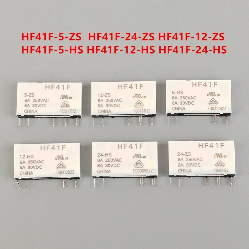 1Pcs HF41F-24-ZS HF41F-12-ZS HF41F-5-ZS HF41F-5-HS HF41F-12-HS HF41F-24-HS Industrial Relay Subminiature Power Relay 41F HF41F