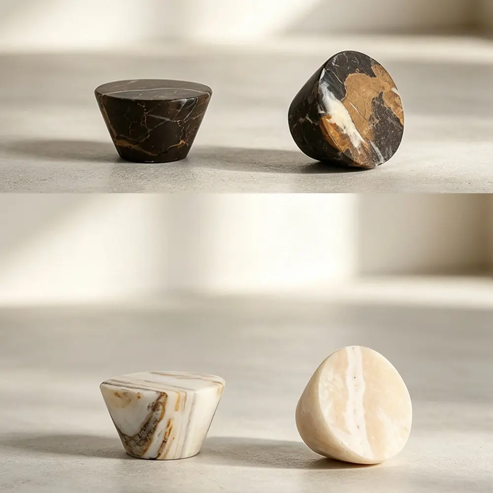 STONEKOCC Custom Size 100% 1PC Natural Marble Luxury Wavy Door Knob Cabinet Handle Modern Entry Home Decor Kitchen Drawers