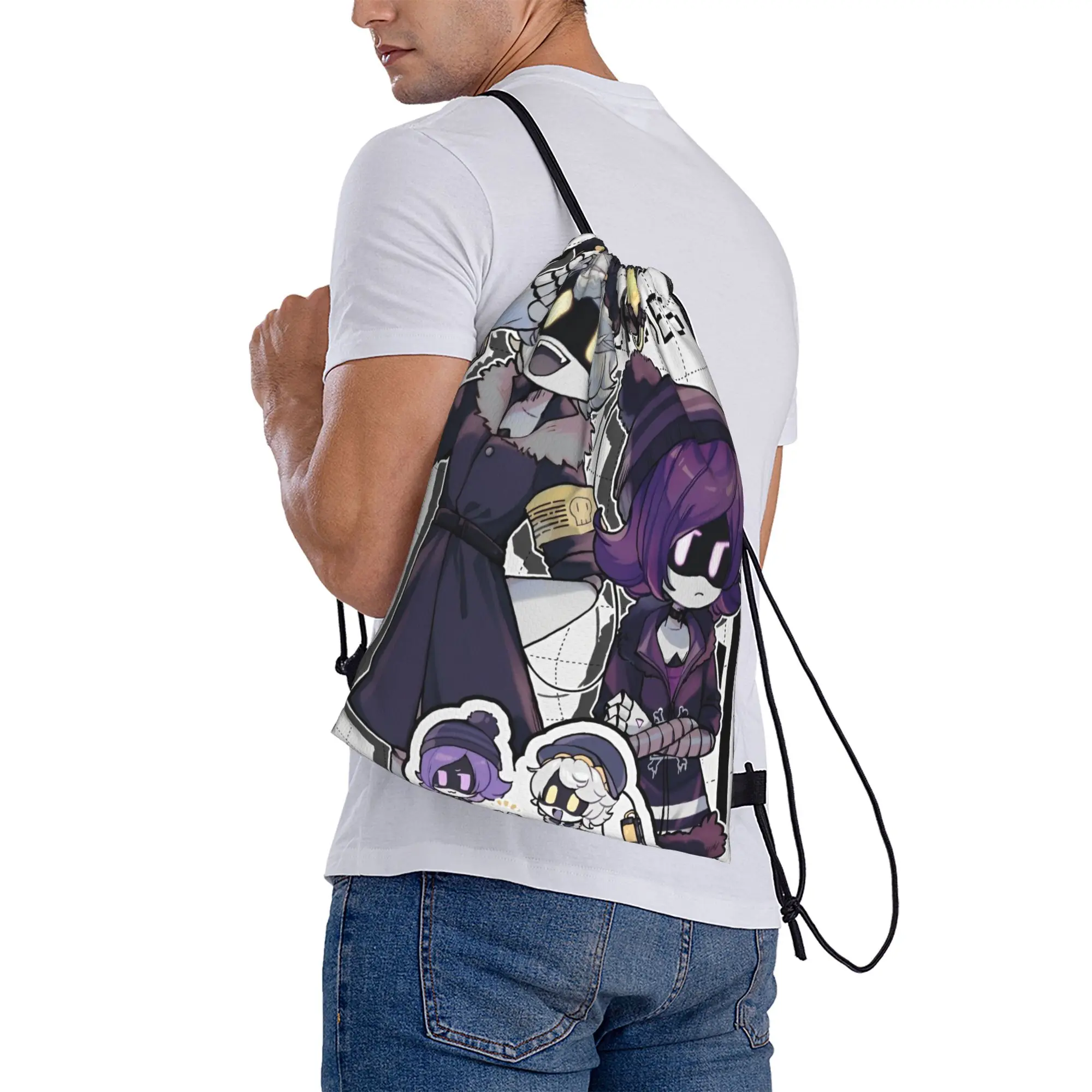 Murder Drones N And Uzi-bayingimg Drawstring Bag  Outdoor Beach Couple BackpacksLarge Capacity Minimalist Sackpack String Bags