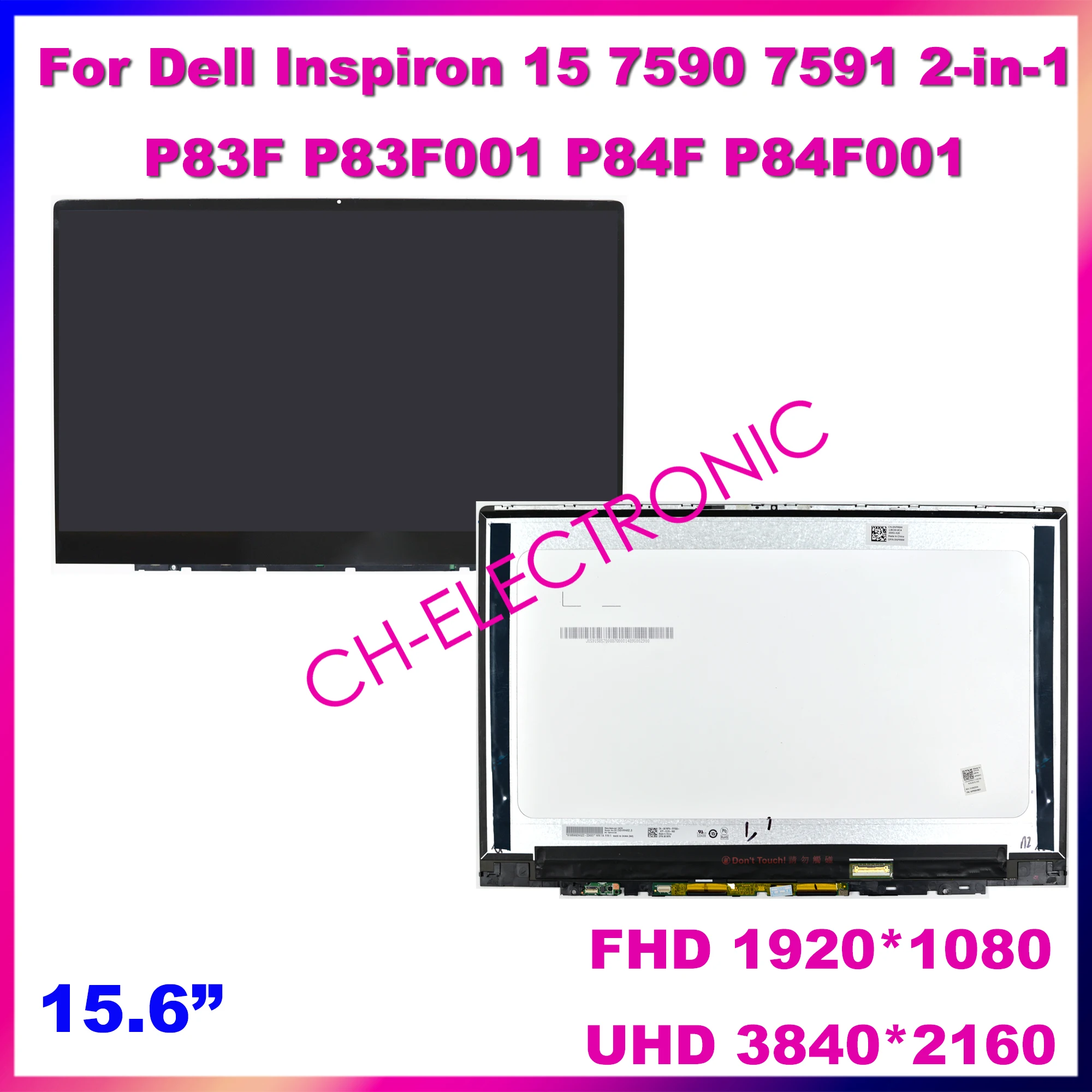 

For Dell Inspiron 15 7590 7591 2-in-1 P83F P83F001 P84F P84F001 15.6-Inches LCD Touch Screen Digitizer Replacement Assembly