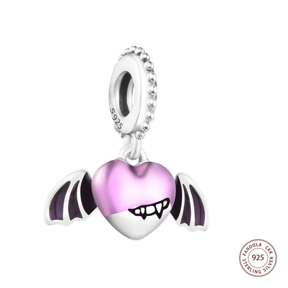 

Fits Pandora Bracelets Vampire Winged Heart Dangle Charm Original 925 Sterling Silver Beads for Jewelry DIY Plata Pulseras