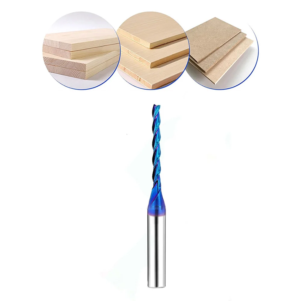Solid Carbide Triple Edge Taper Flat End Mill Spiral Milling Cutter for CNC Woodworking and Detailed Finishing