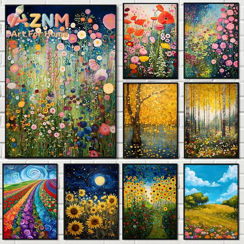 Abstract Flower Canvas Painting Modern Floral Prints Poster Wall Art Picture for Living Room Home Bedroom Decor Classroom Cuadro