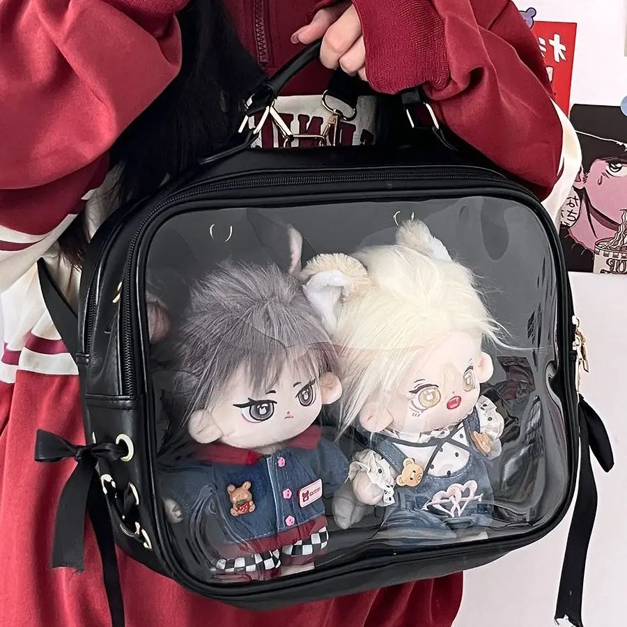 HAEX Lolita Women Ita Backpacks 2024 JK Uniform Ribbon Large Capacity Crossbody Shoulder Bags Transparent Doll Mochila Femenina