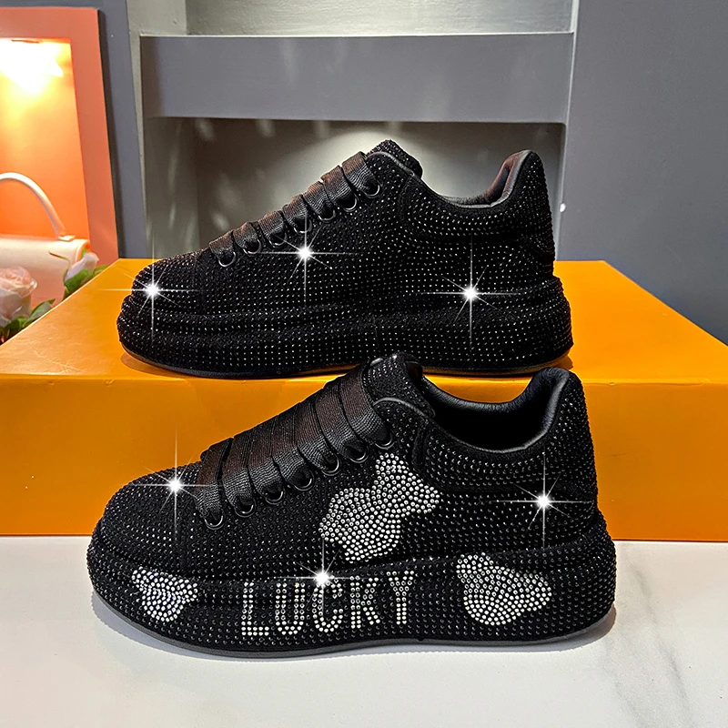 Luxury Women\'s Sneakers with Sparkles Shoes Woman Shoe Luxury Platform Woman-shoes Trainers Rhinestone Fashion Heels Casual Shoe