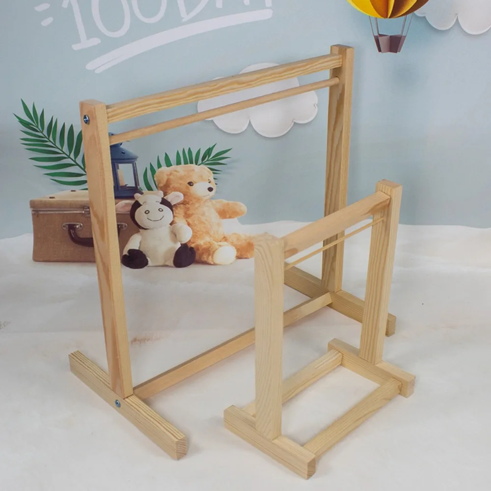 Simple Wooden Doll Clothes Hanger Stand Fit 15cm & 20cm Cotton Doll Multi-size Versatile Daily Dress-up Display Small Accessory