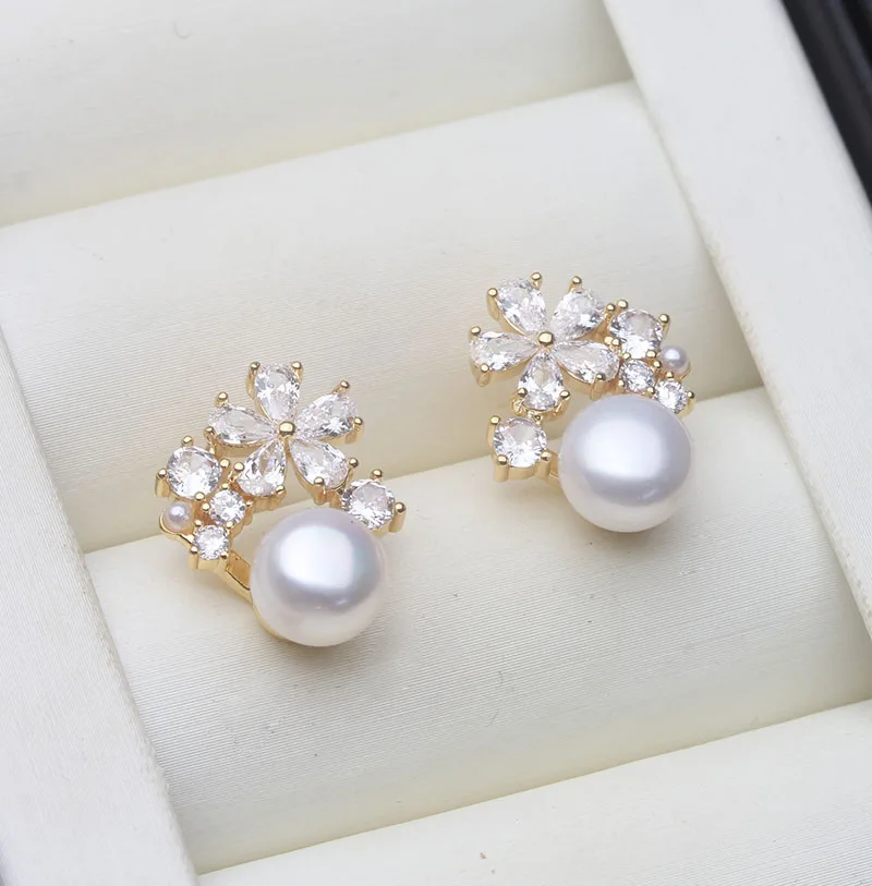 

Real Freshwater Earrings with natural pearls,White Natural Pearl Earrings Jewelry Wife Mother Birthday Gifts Pink Black
