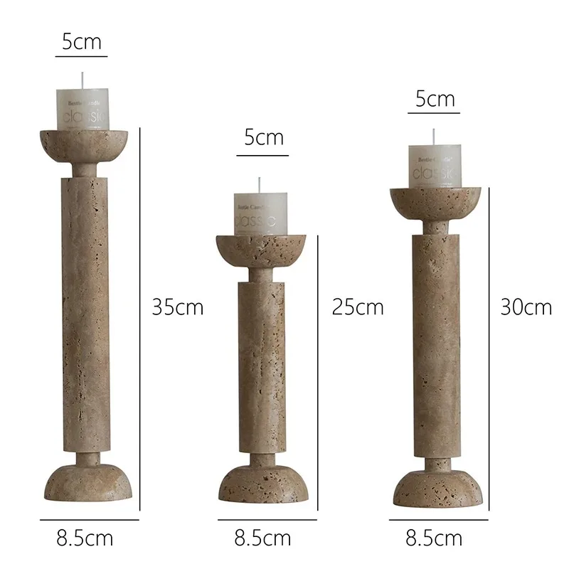 3PCS Natural Marble Candle Holders Tall Candlestick Holders for Ramadan Decorations 2026