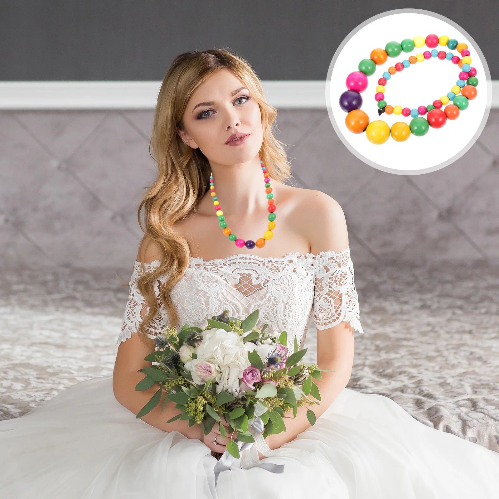 

Colorful Bead Necklace Women's Bohemian Clavicle Chain Lightweight Elegant Neck Jewelry for Daily Wear